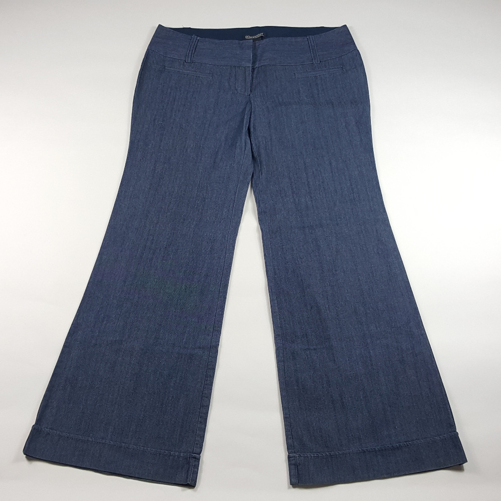 Stooshy Blue Pants Wide Leg Faux Pockets Size 11